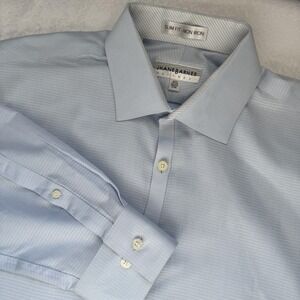 Jhane Barnes Shirt Mens Large Blue Slim Fit Non Iron Dress Button Up Long Sleeve